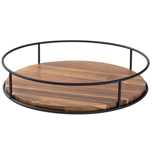 Plateau de rangement rotatif de table en bois massif - Organisation facile et accès à 360° 7 pouces