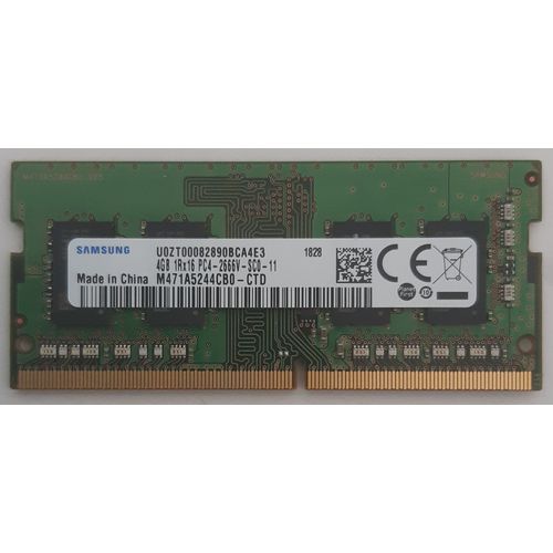 Mémoire SAMSUNG M471A5244CB0-CTD. Capacité : 4Go. Memory Type : DDR4-2666 SODIMM.