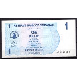 Billet De Banque Zimbabwe 1 Dollar 2006 Pick 37 Neuf Unc Dimension 148 × 74 Mm