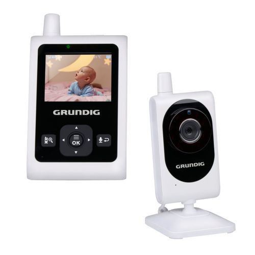Grundig Babyphone Camera ¿ Camera Bébé Avec Écran Couleur 2 Pouces ¿ Avec Vision Nocturne, Affichage De La Température Et Fonction Talkback ¿ Blanc