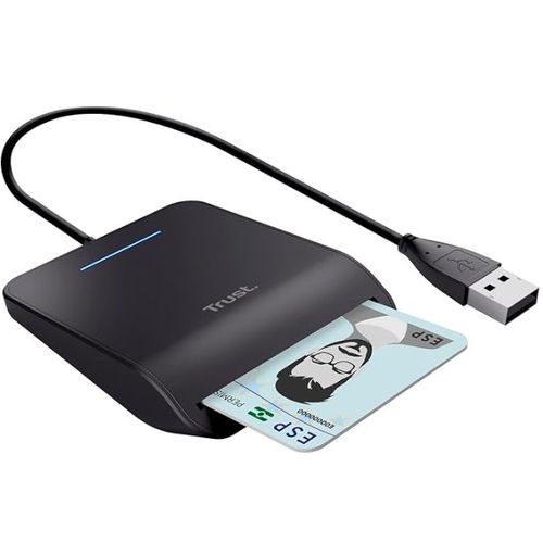 Trust Lecteur DNI, Compatible avec Toutes Les Cartes DNI, Conforme FIPS 201, FIPS TAA et ISO 7816 Classe A, B, C, câble de 100 cm, USB Plug & Play