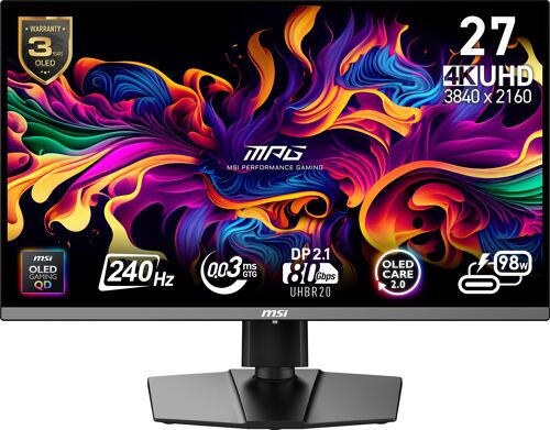Ecran PC MSI MPG 272URX QD-OLED 26.5" 3840 x 2160 4K Ultra HD Noir