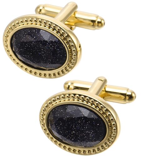 Boutons De Manchette En Cristal Et Pierre Bleue Dor¿¿E Pour Homme, Accessoire De Mariage En Pierre Naturelle, Tenue ¿¿L¿¿Gante Pour Les F¿ºtes.