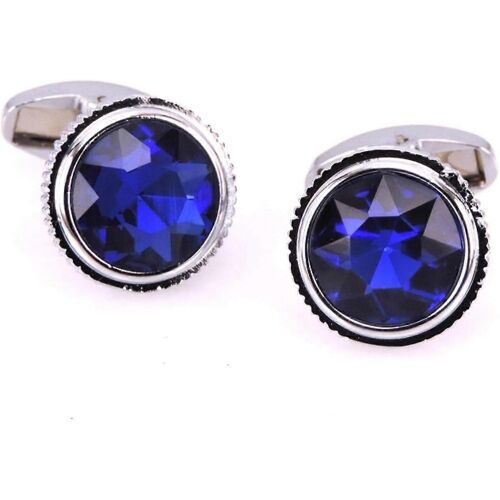 Boutons De Manchette Pour Homme, Base Argent¿¿E, Design Cristal Bleu, Accessoire ¿¿L¿¿Gant Pour Chemise D'affaires.