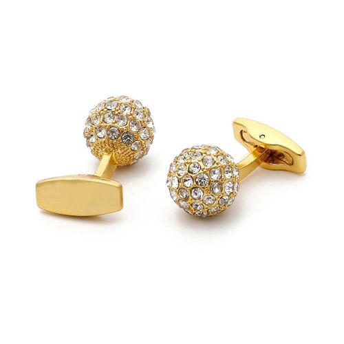 Boutons De Manchette Pour Costume Homme Avec Strass, Or Et Argent, Forme Sph¿¿Rique, Accessoires ¿¿L¿¿Gants Pour Homme
