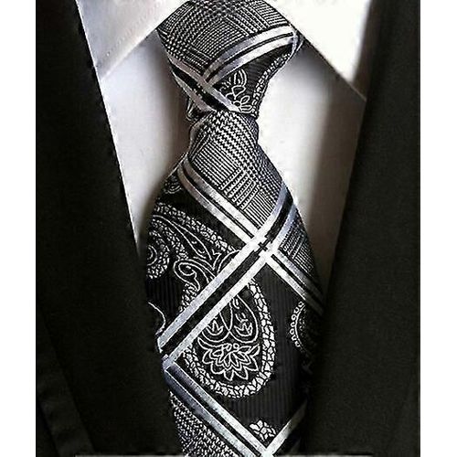 Cravate ¿¿ Carreaux Cachemire Rouge Et Noire En Soie Jacquard, 8 Cm, Pour Homme, Id¿¿Ale Pour Les Affaires Et Les Mariages. Accessoires Et Cadeaux.