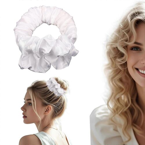 Chouchou Boucl¿¿ Sans Chaleur En Soie Blanche Pour Cheveux, Pour Des Boucles Naturelles Pendant La Nuit 