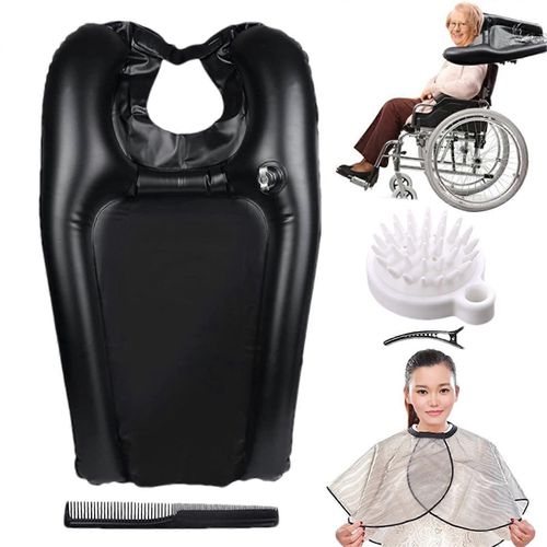 Bassin Gonflable Pour Lavage De Cheveux Destin¿¿ Aux Adultes Alit¿¿S, Plateau ¿¿Tanche En Pvc Avec Appui-Nuque, Pinces ¿¿ Cheveux, Peignes Et Foulard.
