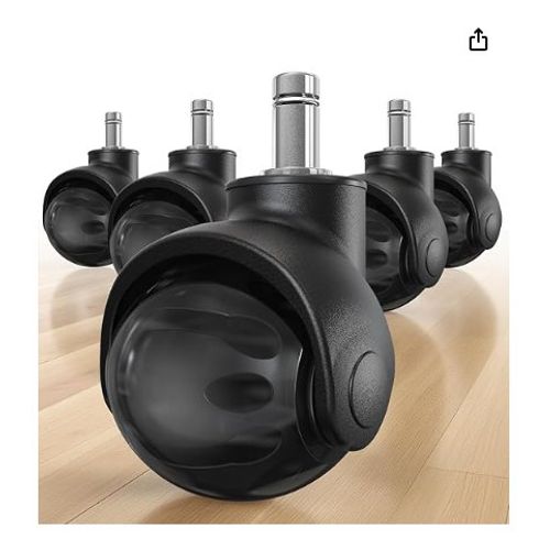 Roulettes de rechange Holkie pour chaises de bureau, en caoutchouc 11 x 22 mm, pour parquets et moquettes, lot de 5 roulettes robustes de type skateboard pour remplacer les tapis de chaise de gaming