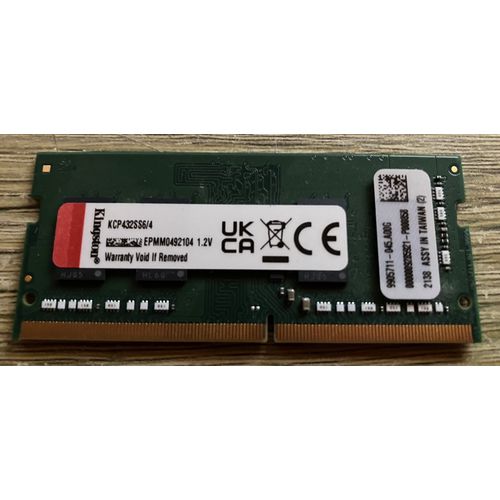 Kingston Memory 4GB DDR4 3200MT/s SODIMM KCP432SS6/4 Mémoire d¿ordinateur Portable