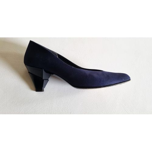Escarpins Séducta Pointure 37 Talons 7cm Marine Cuir Et Tissu Tbe