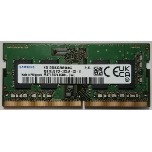 Mémoire SAMSUNG M471A5244CB0-CWE. Capacité : 4Go. Memory Type : DDR4-3200 SODIMM.