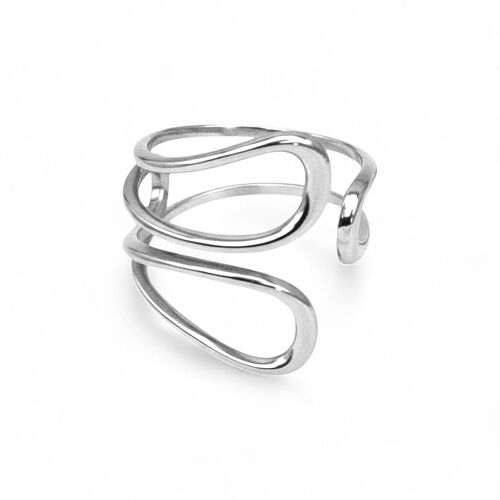 Bague Althéa Argentée En Acier Inoxydable Ajustable
