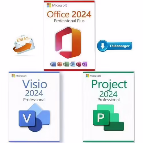 Office 2024 Pro Plus + Visio Pro + Project Pro (Clé à Vie) | NOUVEAU | Livraison 2H