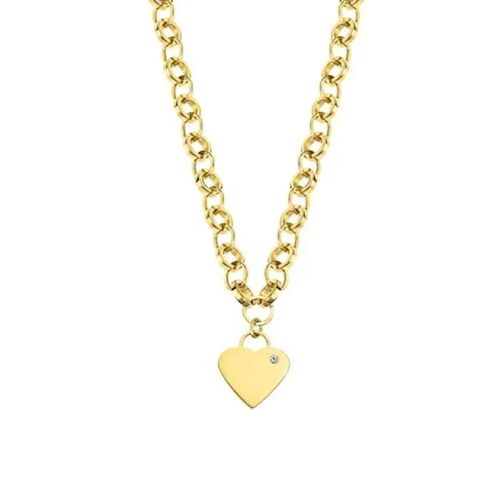 Collier - Lotus - Pendentif Coeur Acier 316l Doré - 460 Mm - Femme - Adulte