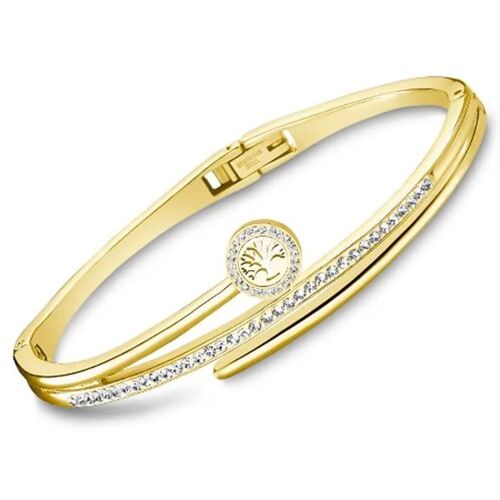 Jonc Femme - Lotus - Jonc Lotus Arbre De Vie Doré Et Oxydes De Zirconium - Couleur Jaune