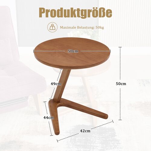 Table d'appoint moderne minimaliste en bois massif pour canapé salon glissable sous canapé ou meuble tv petits espaces naturel