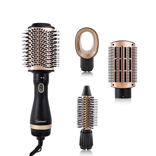 Brosse à Air Chaud Noire 4-en-1 - Sèche-Cheveux, Volumateur, Lisseur et Boucleur