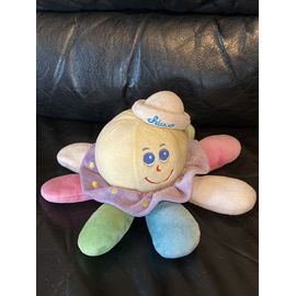 Doudou peluche pieuvre multicolore vert, bleu,blanc et  rose chicco 23cm