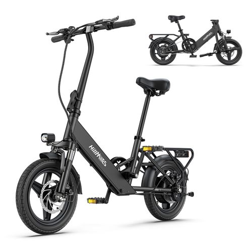 Vélo Électrique Pliable Hillmiles Mile 14" Moteur 250w Vélo Électrique De Ville Vitesse Maximale 25 Km/H Batterie 10,4 Ah Autonomie Maximale 65 Km Charge Maximale 120kg Noir