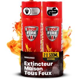 JEXNOVASHOP-2X Petit Extincteur Maison Tous Feux | Mini Extincteurs Incendie aérosol | Extincteurs ABF, Extincteur feu Electrique | Extincteur Domestique 5 in 1 500ml