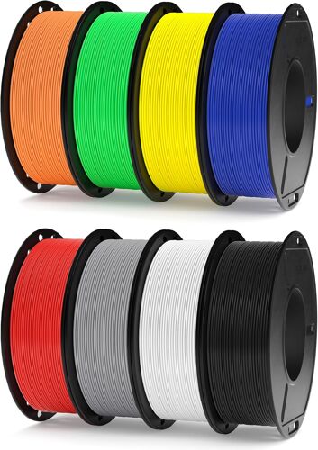 JEXNOVASHOP-Pack de 8 Bobines de Filament RAPID PLA+ 250g 1,75 mm, 8 Couleurs de Filament pour Imprimante 3D Impression Haute Vitesse 30-600 mm/s, Précision Dimensionnelle +/- 0,02 mm, 8 Bobines de 2