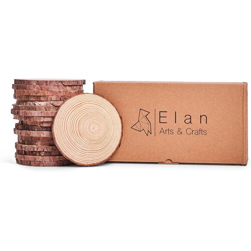 Jexnovashop-Rondin De Bois 14-16 Cm De Diamètre Lot De 18 Pièces, Tranches De Bûches Avec Écorce, Tranches De Bois Naturel Pour Decoration Et Artisanat