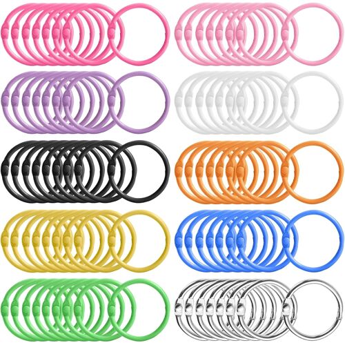 JEXNOVASHOP-80 Pièces Anneaux de Reliure,30mm Anneaux de Livre en Métal,Anneaux de Livre Colorés Pour Papier, Documents, Albums Photos, Clés, Etc. (Couleurs Mélangées)