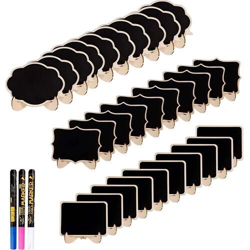 Jexnovashop-Mini Ardoise Tableau Noir Lot De 30, Panneau D'affichage Avec 3 Stylo Tableaux Noirs Sur Chevalets En Bois, Pour Buffet Tables Mariage Petit Tableau Noir Boulangerie Signes Pour La Nourri