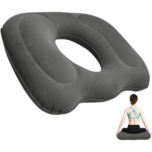 Jexnovashop-Coussin Coccyx, Coussin Hemorroide De Siège Gonflable, Anti Escarres Fessier Portable, Pour Voyage, Chaises De Bureau, Fauteuils Roulants, Soulagement Des Hémorroïdes (Gris)