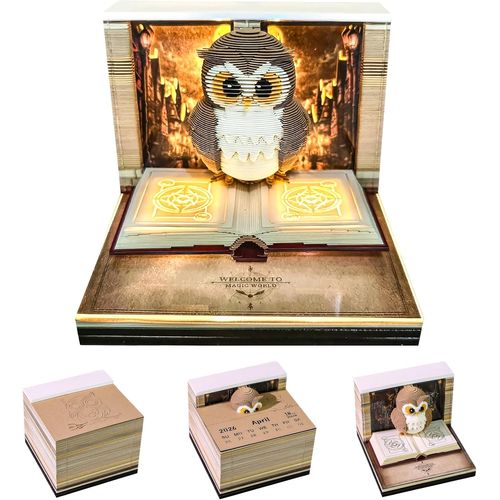 Nouvelhorizonstore-2026 Calendrier 3d De Bureau, Bloc Note 3d D'art ¿¿ D¿¿Chirer, D¿¿Chirable Calendrier Con Lumi¿¿Re, 3d Papier Sculpture Memo Pad, D¿¿Coration Diy De Bureau ¿¿ La Maison (Hibou)