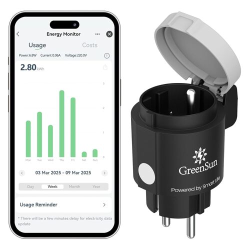 Prise Connectée - Prise Connectée Extérieure 16A Type E Programmateur Prise Electrique Prise Connectée Alexa Prise Programmable Prise Compteur d'Énergie Contrôle APP Smart Life 2,4GHz IP44