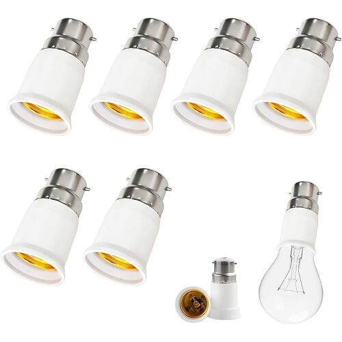 JEXNOVASHOP-6 Pièces Adaptateur B22 e E27, Adaptateur Ampoule Baillonette vers Vis Convertisseur de Douille Baïonnette B22 vers Vis E27, 0-250V, pour Ampoules LED, Incandescente Halogène et CFL pour