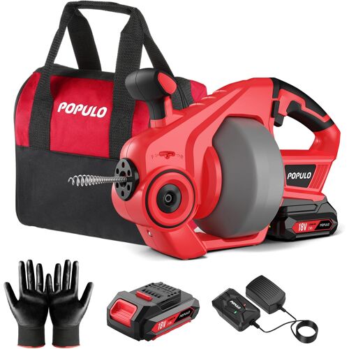 VornixorSarlshop18V(20V MAX) Furet Déboucheur de Canalisation, Arbre Flexible de 7,6m Tarière de Vidange, Adapté au Diamètre du Tuyau de 19-76mm, Idéal pour le Drainage pour la Salle de Bain, l'Égout