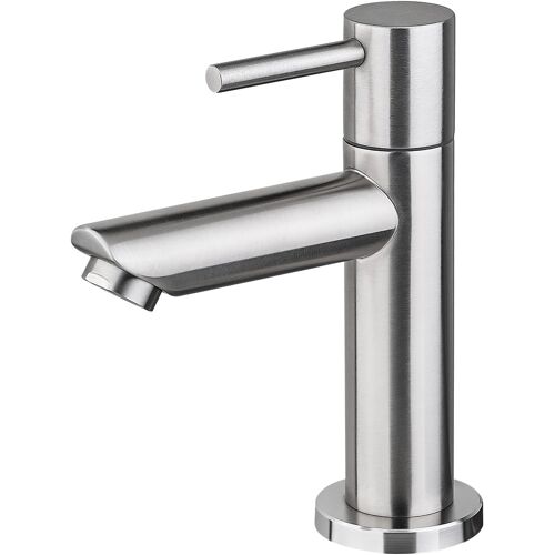 SUBZONAL-M18103 Mitigeur de lavabo à eau froide, mitigeur monocommande pour lavabo extérieur, WC invités, acier inoxydable, gris