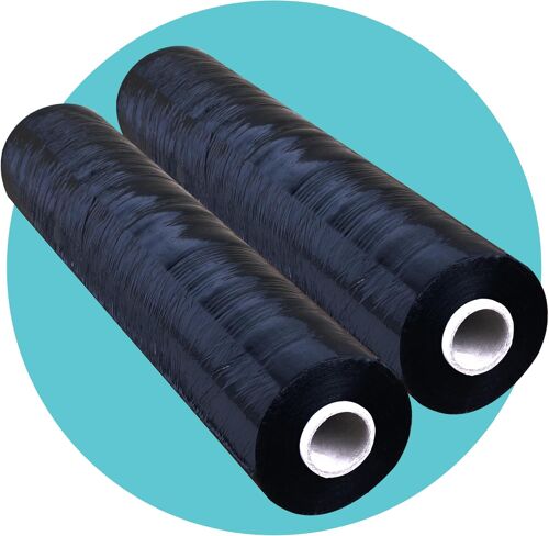 JEXNOVASHOP-400 mm x 250 m film étirable pour palette ¿ Noir (Lot de 2)