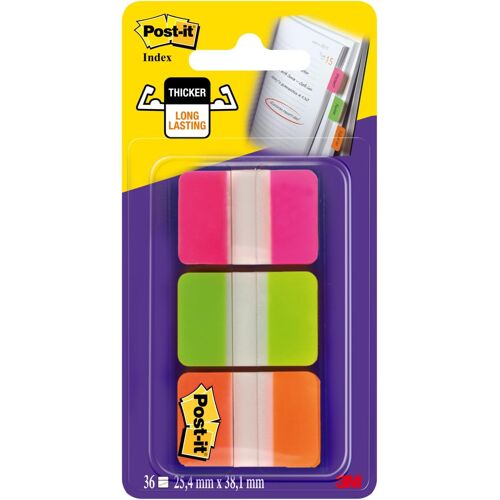 JEXNOVASHOP-Post-it 686-PGOT Index, Onglets de classement Medium Strong, Rose, Vert, Orange (Paquet de 36)