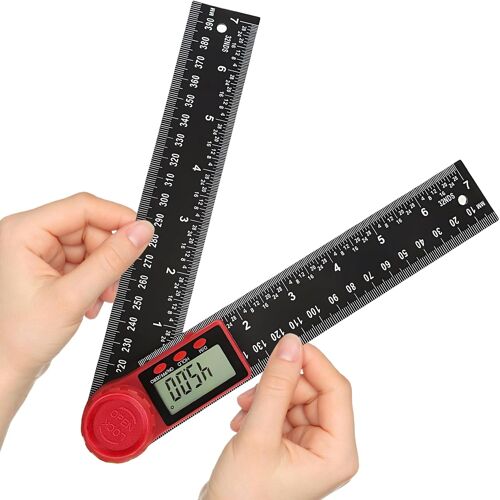 JEXNOVASHOP-Flintronic Rapporteur D'angle Numerique, 7in/200mm Rapporteur Numérique à Double Échelle, Rotation 360°, avec Écran LCD et Fonction de Verrouillage, pour Travail du Bois,Construction et M