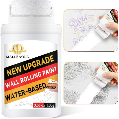 JEXNOVASHOP-Peinture Blanche Mur, Peinture Blanche à Séchage Rapide avec Rouleau, Peinture Blanche Mur et Plafond Portable, Peinture Murale à Base d'Eau Retouche Peinture Blanc Mur pour Cacher Graffi