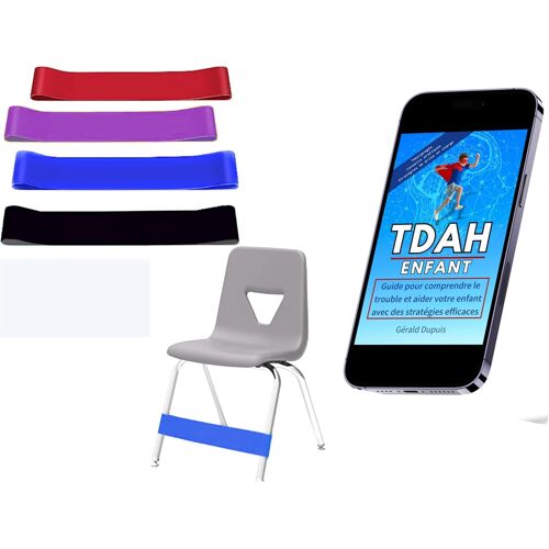 JEXNOVASHOP-Bandes élastiques de Chaise pour Enfants TDAH, 4 pièces, Latex Naturel, avec eBook éducatif