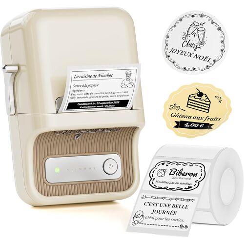 JEXNOVASHOP-B21 Mini Etiqueteuse Thermique Inkless, Compatible avec iOS et Android, pour la Maison, l'entreprise, Imprimante d'étiquettes pour le Codes Barres et QR, avec 1 Rouleau Ruban adhésif 50x