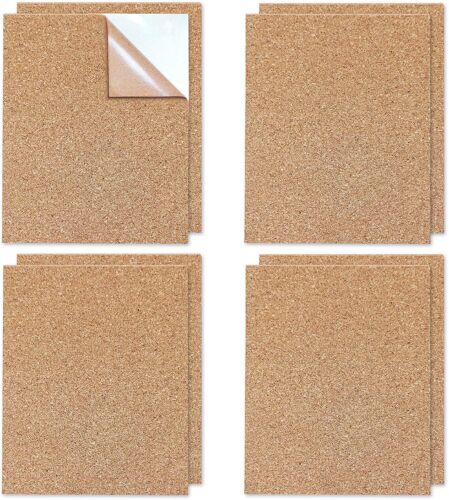 KALANKA-Lot de 8 Feuilles de Liège Autocollantes, A4 Panneau de Liège, Panneau Isolant Autocollant, Tableau d'affichage en Liège pour Décoration Murale, DIY (2 mm)