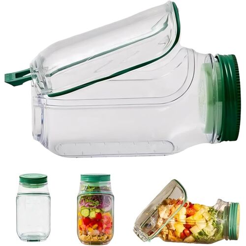 Jexnovashop-1 Pcs Bocaux À Salade¿Dosette À Salade Verticale, Bol Intégré, Bol Fraîche, Étui À Sauce Anti-Fuite,Salad Pod¿Compartiments Séparés, Récipient À Pour Déjeuner.