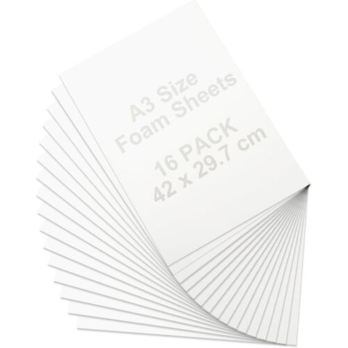 Jexnovashop-Lot De 16 Carton Mousse A3, Carton Plume Mousse Blanc, Plaque Polystyrene 5mm Pour Art, Photos Panneaux De Mariage, Panneau D¿Affichage (297 × 420 Mm)