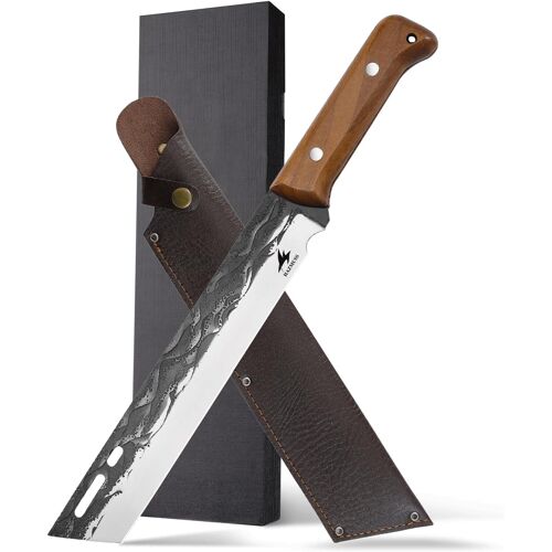 Jexnovashop-Couteau À Découper, Couteau À Fruits 19,6 Cm, Manche En Noyer Noir, Etui En Cuir, Convient Pour Couper Les Fruits, Griller Et Couper La Viande