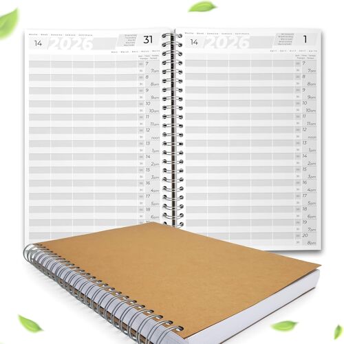 JEXNOVASHOP-Carnet de rendez-vous 2026 - Format A4 - Pour salon de coiffure, cabinet de travail, 1 à 5 employés, 30 minutes, planificateur