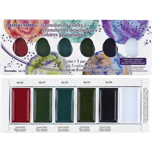 Mevronisshop-Gansai Tambi Lot De 5 Couleurs Granuleuses Ii, Idéal Pour La Calligraphie Et L¿Illustration, Lettrage Au Pinceau, Fine Art, Fabriqué Au Japon, Mc20gn2/5v