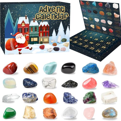 JEXNOVASHOP-Calendrier de l'Avent 2025, 24 jours de pierres précieuses, minéraux, calendrier de Noël, cristaux, pierres précieuses, cadeaux de Noël