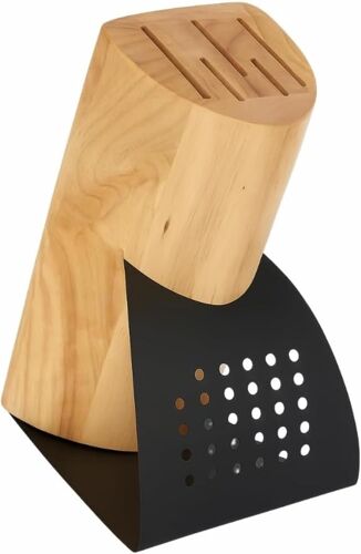Jexnovashop-Bloc Porte-Couteaux Universel En Bois Avec Base Antidérapante ¿ Support Incliné Pour 5 Couteaux ¿ Design Moderne Et Élégant)