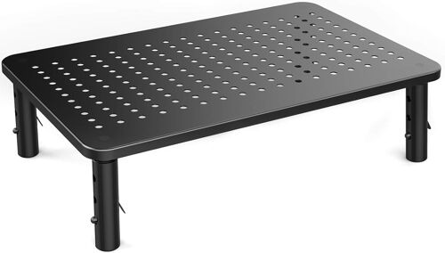 JEXNOVASHOP-Support de Moniteur - Support d¿Ordinateur Portable Ergonomique et Réglable en 3 Hauteurs avec Plateforme en Maille pour Ordinateur Portable, Ordinateur, iMac, PC, Imprimante de 20 kg max